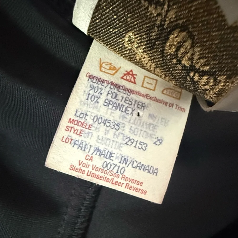 Vintage Joseph Ribkoff Black Velvet Faux Fur Cuffs Rhinestone Accent Gown Large - Picture 11 of 15